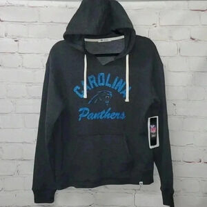 Carolina Panthers NFL by 47 VNeck Flint Black Pullover Hoodie Women's Size M NWT